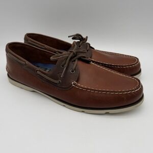 Sperry Shoes Mens 14 Brown Leather Top Sider Boat Deck Leeward 2 Eye Moc Toe